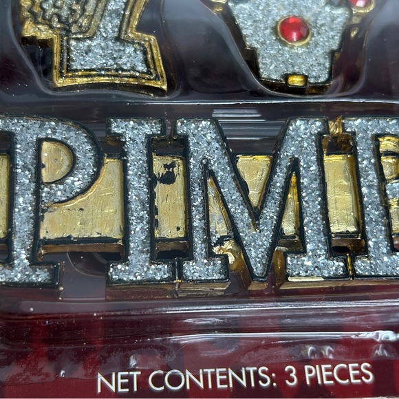 Costume Adult Bling Rings Pimp Plastic Silver Crown #1 Rap Cosplay NEW - Picture 9 of 11
